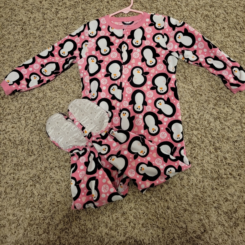 Carter's 3T girl fleece footed pajamas